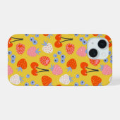 Helles, farbenfrohes Berry Frucht Muster iPhone 15 Hülle (Rückseite (Horizontal))