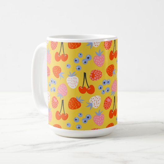 Helles, farbenfrohes Berry Frucht Muster Kaffeetasse (Vorderseite Links)
