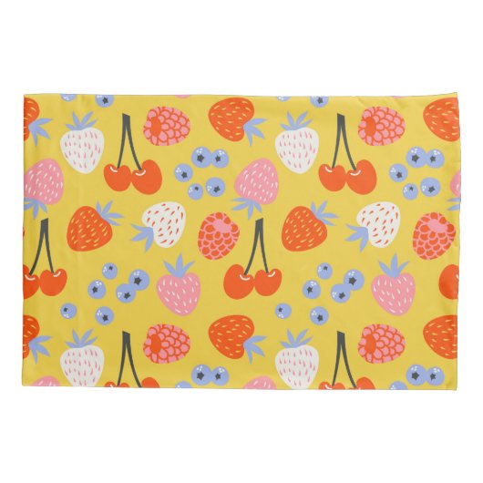 Helles, farbenfrohes Berry Frucht Muster Kissenbezug (Rückseite-Links)