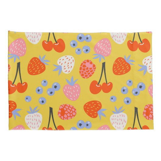 Helles, farbenfrohes Berry Frucht Muster Kissenbezug (Rückseite-Rechts)