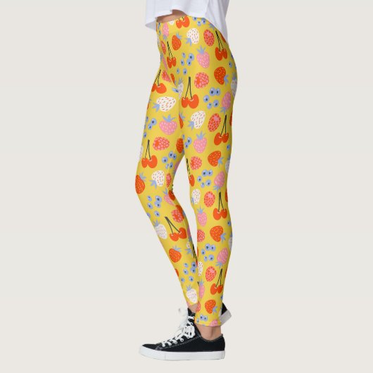 Helles, farbenfrohes Berry Frucht Muster Leggings (Links)