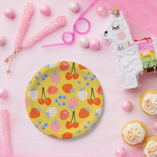 Helles, farbenfrohes Berry Frucht Muster Pappteller (Party)