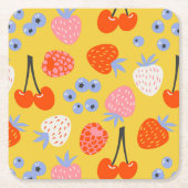 Helles, farbenfrohes Berry Frucht Muster Rechteckiger Pappuntersetzer (Vorderseite)