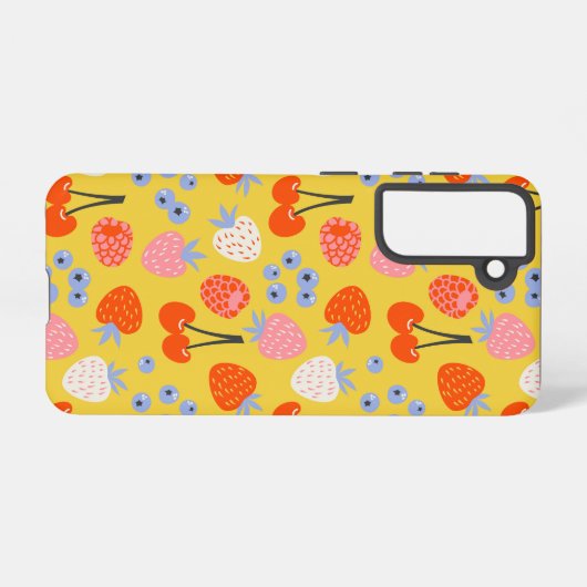 Helles, farbenfrohes Berry Frucht Muster Samsung Galaxy Hülle (Rückseite (Horizontal))