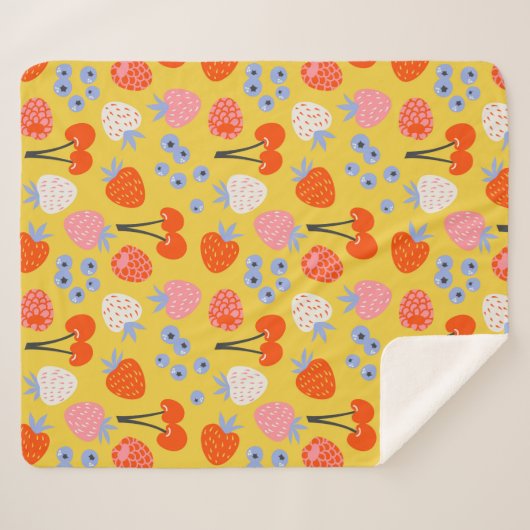 Helles, farbenfrohes Berry Frucht Muster Sherpadecke (Vorderseite (Horizontal))