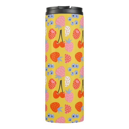 Helles, farbenfrohes Berry Frucht Muster Thermosbecher (Rückseite)
