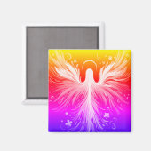 Helles, farbenfrohes Engel-Design an einem quadrat Magnet (Vorderseite/Rückseite)