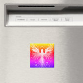 Helles, farbenfrohes Engel-Design an einem quadrat Magnet (In Situ (Geschirrspüler))