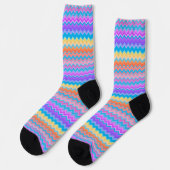 Helles, farbenfrohes, mehrfarbiges Wavy Zigzag-Mus Socken (Linkes Detail)