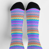 Helles, farbenfrohes, mehrfarbiges Wavy Zigzag-Mus Socken (Oben)