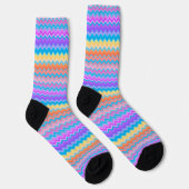 Helles, farbenfrohes, mehrfarbiges Wavy Zigzag-Mus Socken (Rechts)