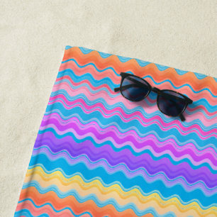 Helles, farbenfrohes, mehrfarbiges Wavy Zigzag-Mus Strandtuch