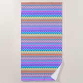 Helles, farbenfrohes, mehrfarbiges Wavy Zigzag-Mus Strandtuch (Vorderseite)