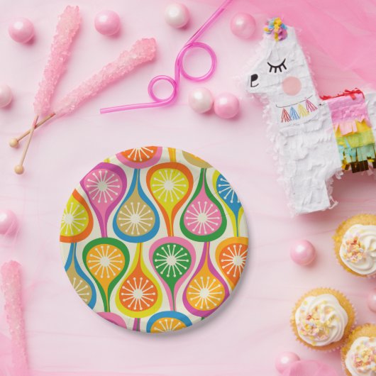 Helles, farbenfrohes Mittelalter Modernes Atommust Pappteller (Party)