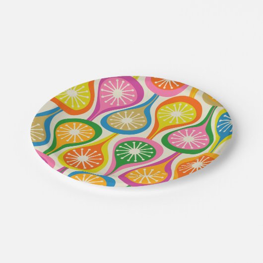 Helles, farbenfrohes Mittelalter Modernes Atommust Pappteller (Schrägansicht)