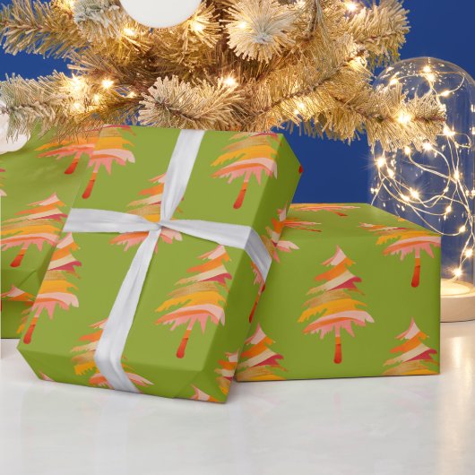 Helles, farbenprächtiges Weihnachtsbaummuster Geschenkpapier (Feiertage)