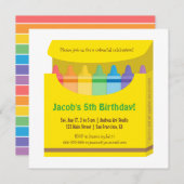 Helles, farbiges Crayons Arts Kindergeburtstag Par Einladung (Vorne/Hinten)