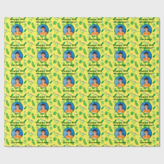 Helles, farbiges Foto Text Dinosaurier Muster Geschenkpapier (Flach)