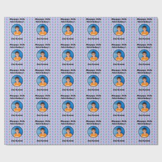 Helles, farbiges Foto Text Dinosaurier Muster Geschenkpapier (Flach)