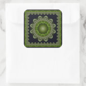 Helles, farbiges Fraktal Mandala Quadratischer Aufkleber (Tasche)