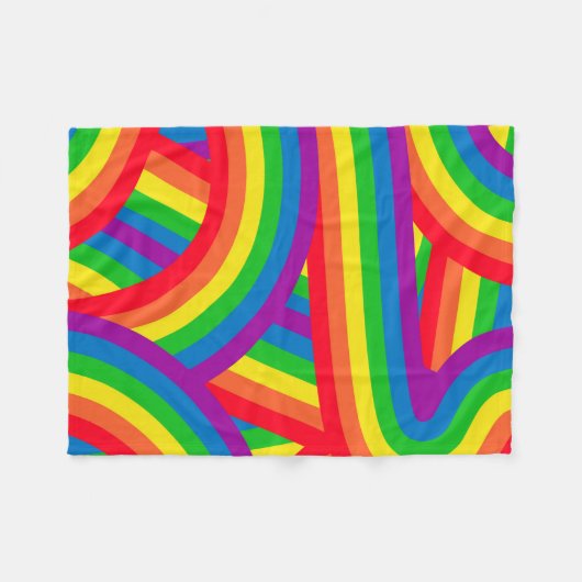 Helles, farbiges Fun Rainbow Stripes-Muster Fleecedecke (Vorderseite (Horizontal))