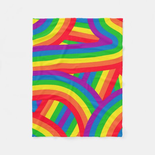 Helles, farbiges Fun Rainbow Stripes-Muster Fleecedecke (Vorderseite)