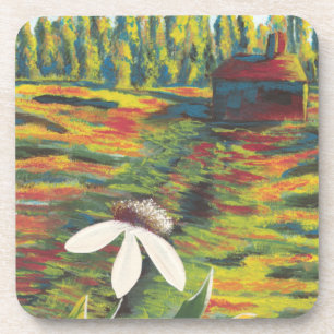 Helles farbiges Gemälde der Blume auf der Wiese Getränkeuntersetzer