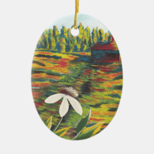Helles farbiges Gemälde der Blume auf der Wiese Keramik Ornament
