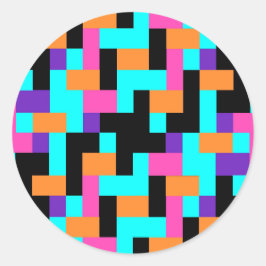 Helles, farbiges geometrisches Quadrat-Muster Runder Aufkleber