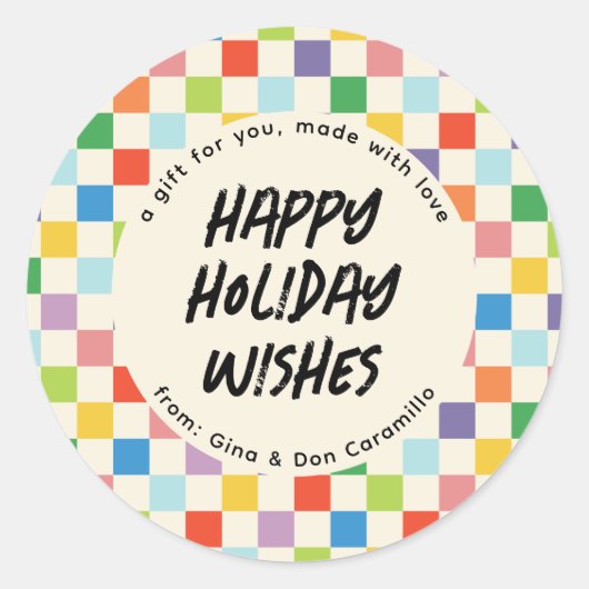 Helles farbiges Geschenk an der Tafel Runder Aufkleber (Vorderseite)