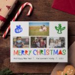 Helles, farbiges, handgeschriebenes Foto Weihnacht Feiertagskarte<br><div class="desc">Dieses Design entstand durch digitale Kunst und kann in dem Bereich personalisiert sein, der durch das Ändern des Fotos und/oder Textes zur Verfügung gestellt wird. Oder Sie können es anpassen, indem Sie den Mausklick auswählen, um weitere Optionen anzupassen, um die Farbe des Hintergrunds zu löschen oder zu ändern, Text hinzuzufügen,...</div>