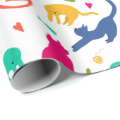 Helles, farbiges Katzenmuster und Garnmuster Geschenkpapier (Rolleneckpunkt)