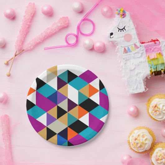 Helles, farbiges, modernes Abstrakt geometrisches Pappteller (Party)
