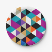 Helles, farbiges, modernes Abstrakt geometrisches  Pappteller (Vorderseite)