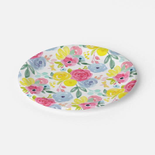 Helles, farbiges Muster Pappteller (Schrägansicht)