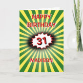 Helles farbiges Namensalter Retro Geburtstag Karte (Vorderseite)