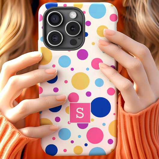 Helles farbiges Polka Dots Muster Monogramm Case-Mate iPhone Hülle
