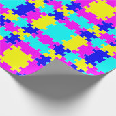 Helles, farbiges Puzzle Pink Blue & Yellow Geschenkpapier (Ecke)