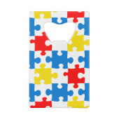 Helles, farbiges Puzzlespiecmuster Kreditkarten Flaschenöffner (Rückseite)