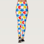 Helles, farbiges Puzzlespiecmuster Leggings (Rückseite)