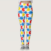 Helles, farbiges Puzzlespiecmuster Leggings (Vorderseite)