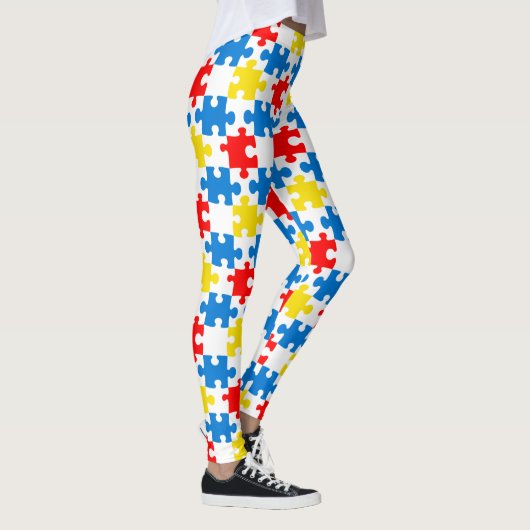 Helles, farbiges Puzzlespiecmuster Leggings (Rechts)