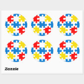 Helles, farbiges Puzzlespiecmuster Runder Aufkleber (Blatt)