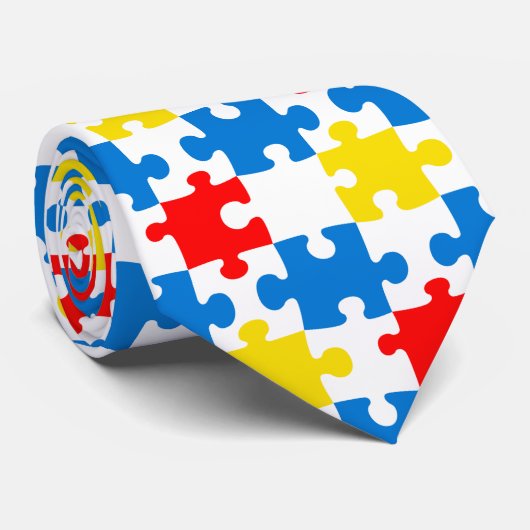 Helles, farbiges Puzzleteil-Muster Krawatte (Gerollt)