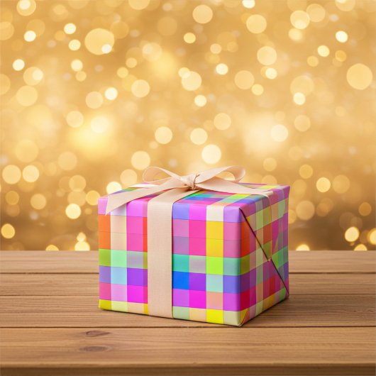 Helles, farbiges Rainbow-Quadrat Geschenkpapier Set