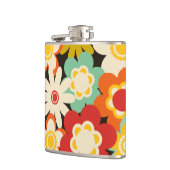 Helles, farbiges Retro-Niedliches Blumenmuster Flachmann (Links)