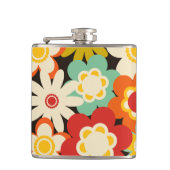 Helles, farbiges Retro-Niedliches Blumenmuster Flachmann (Vorderseite)