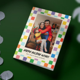 Helles farbiges Schachbrett Faltes Foto Urlaub Karte