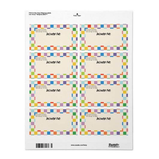 Helles farbiges Schachbrett mit Rücksendeadresse (Vorne)