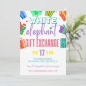 Helles, farbiges Weißes Elefantengeschenk-Austausc Einladung (Stehend Vorderseite)